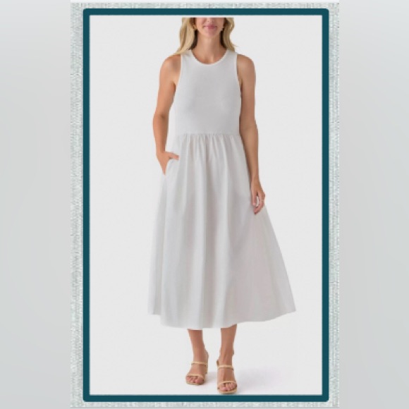 Jason Wu White Sleeveless Mixed Media Midi Dress - Size Small